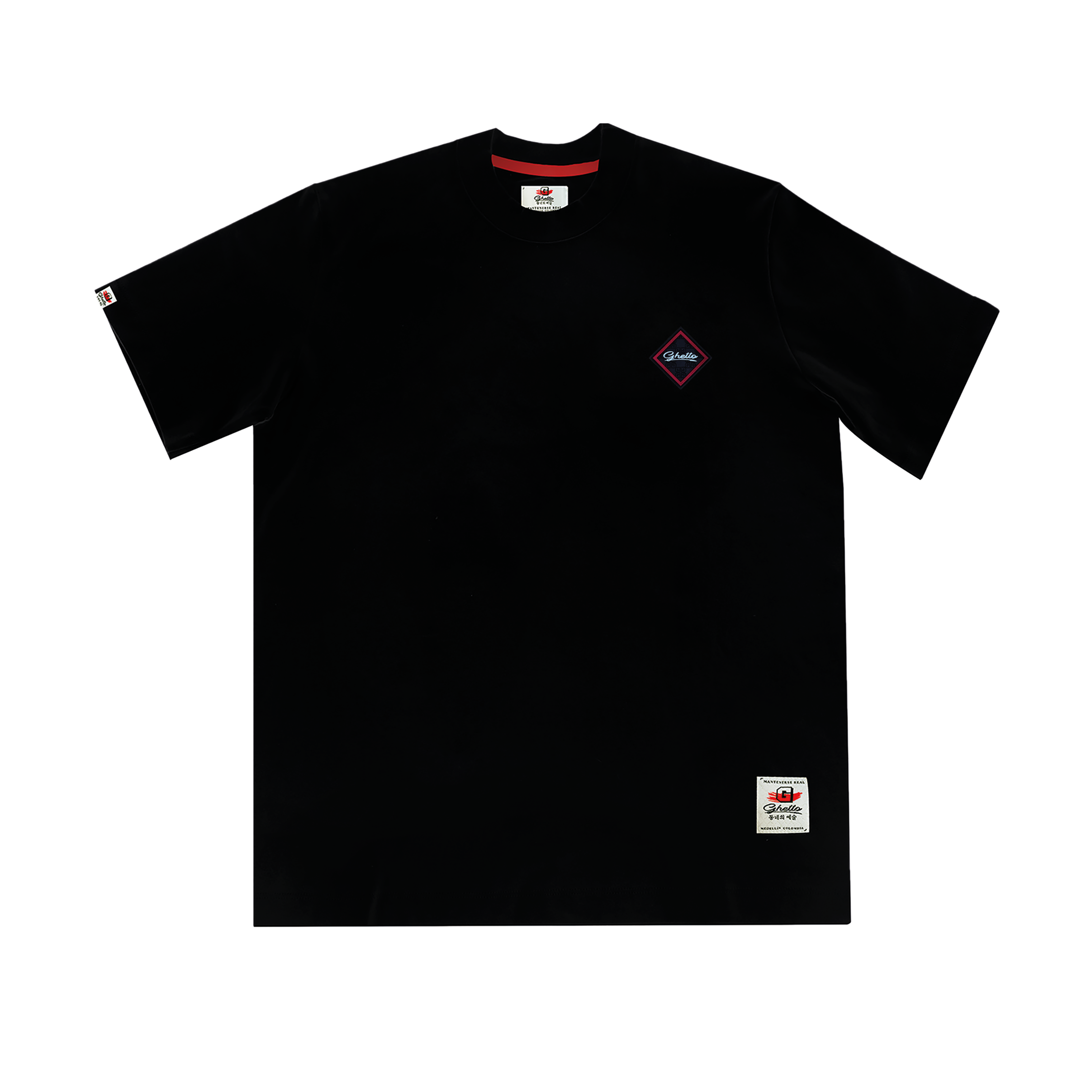 Camiseta Aplique Rombo Negra