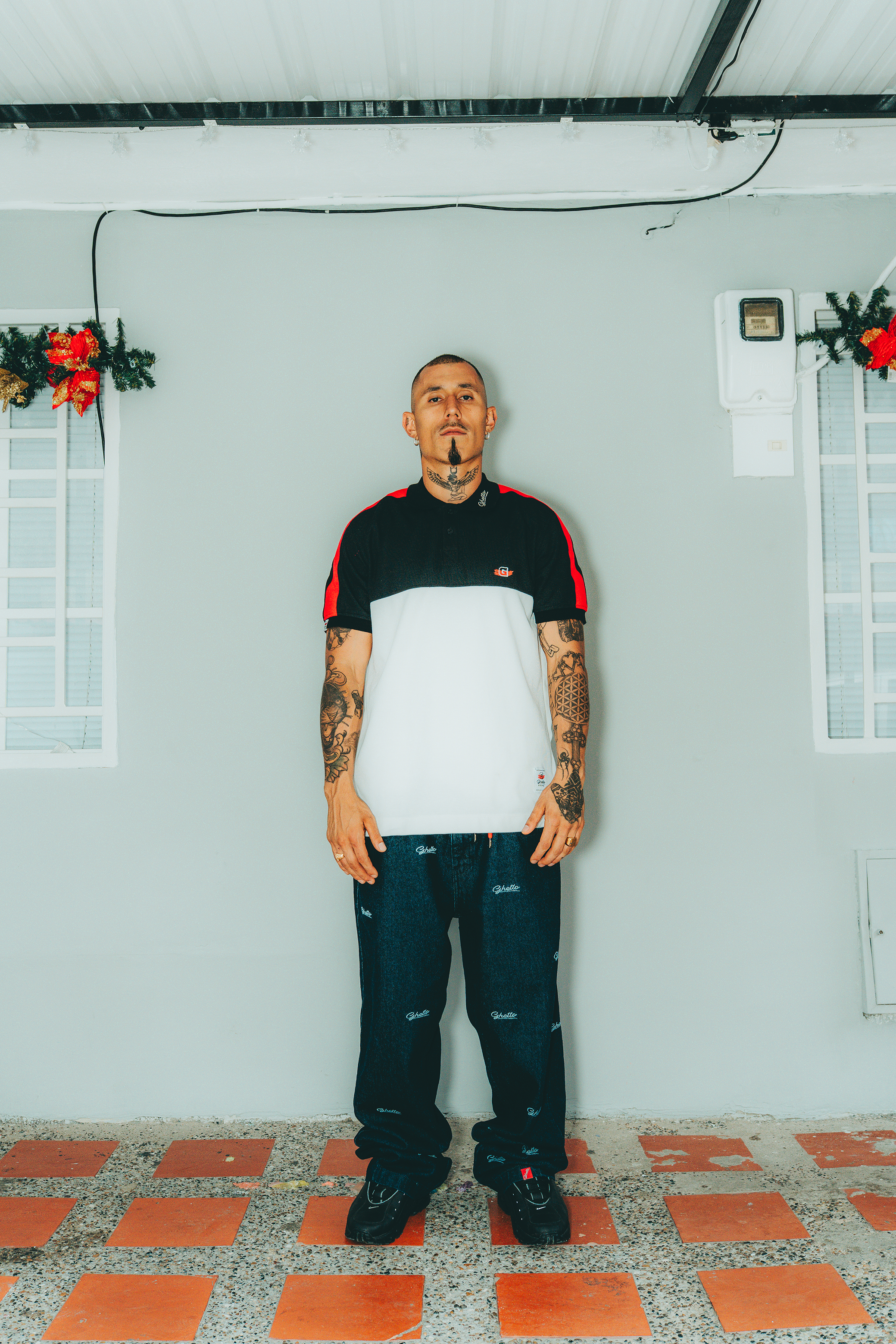 Camiseta Polo Bloques Negra