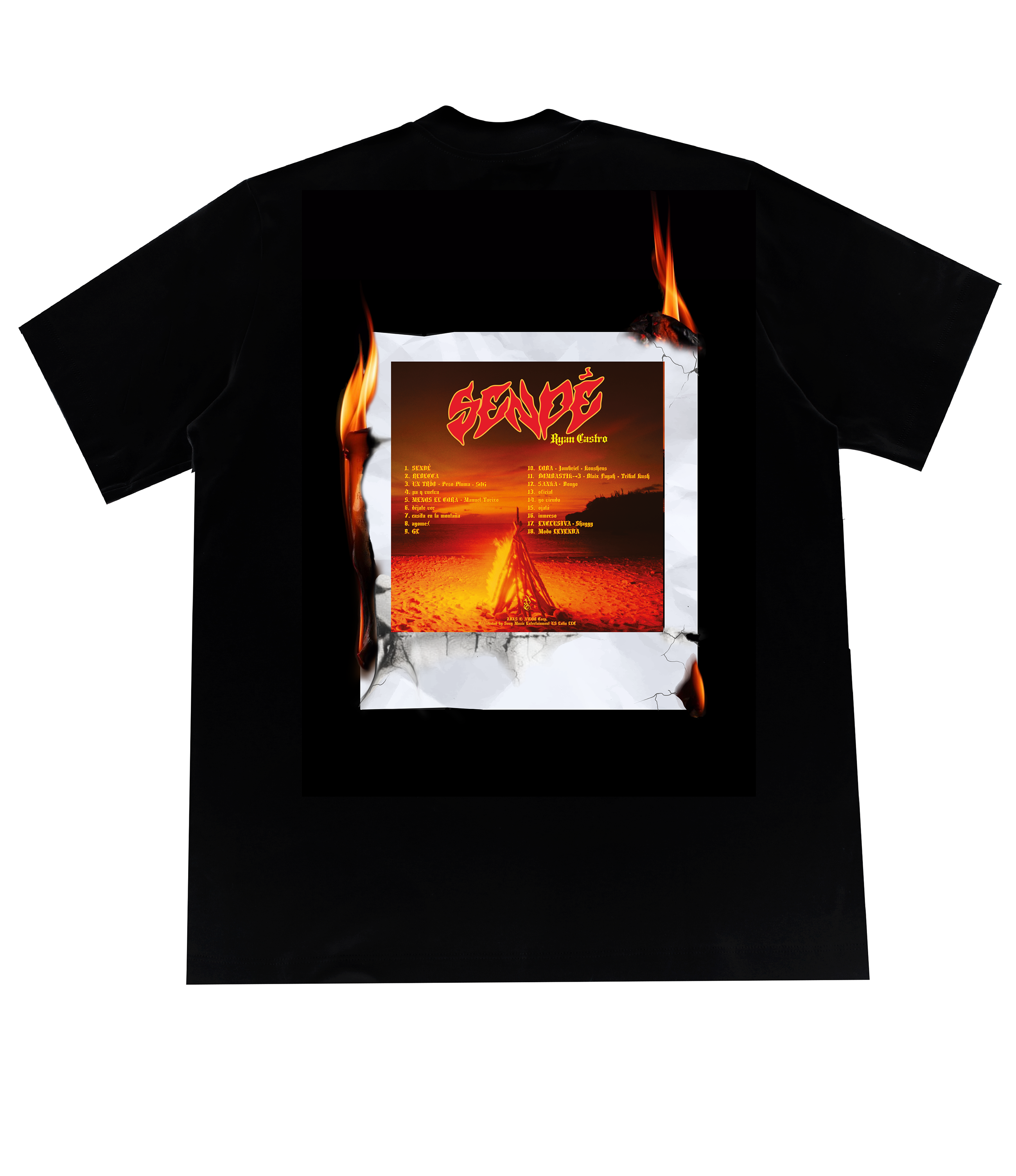 Camiseta Album Sendé con portada original y lista de canciones, edición limitada hecha en algodón.